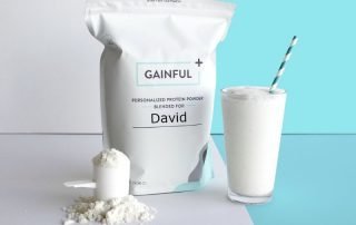 Bag of Personalised protein powder and drink