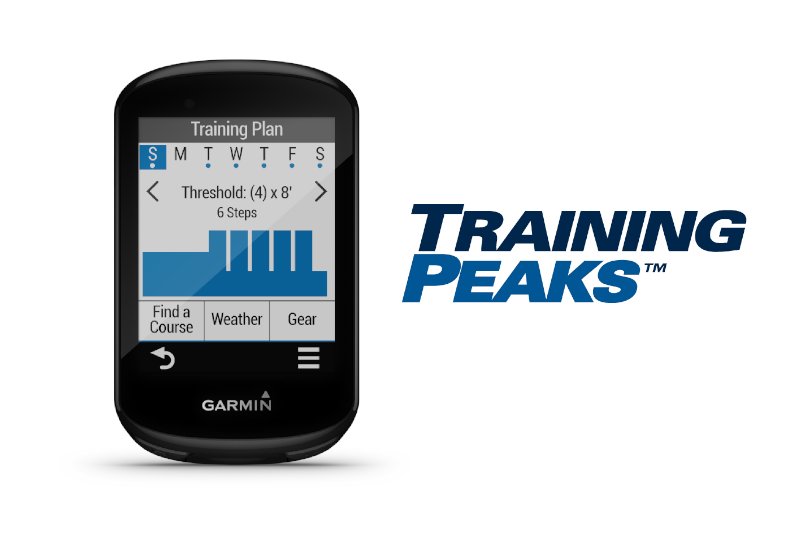 Garmin edge 530 bike computer showing training peaks training plan on screen